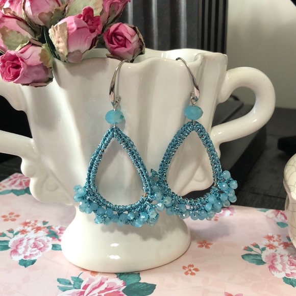Jewelry - Gorgeous NWT Turquoise Crochet & Beads Earrings!